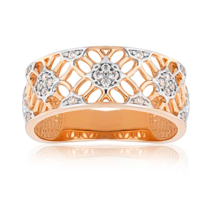 Золотое кольцо с фианитами. Артикул 13970/01/1/1