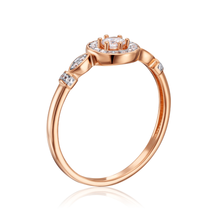 Золотое кольцо с фианитами. Артикул 18045/01/1/142