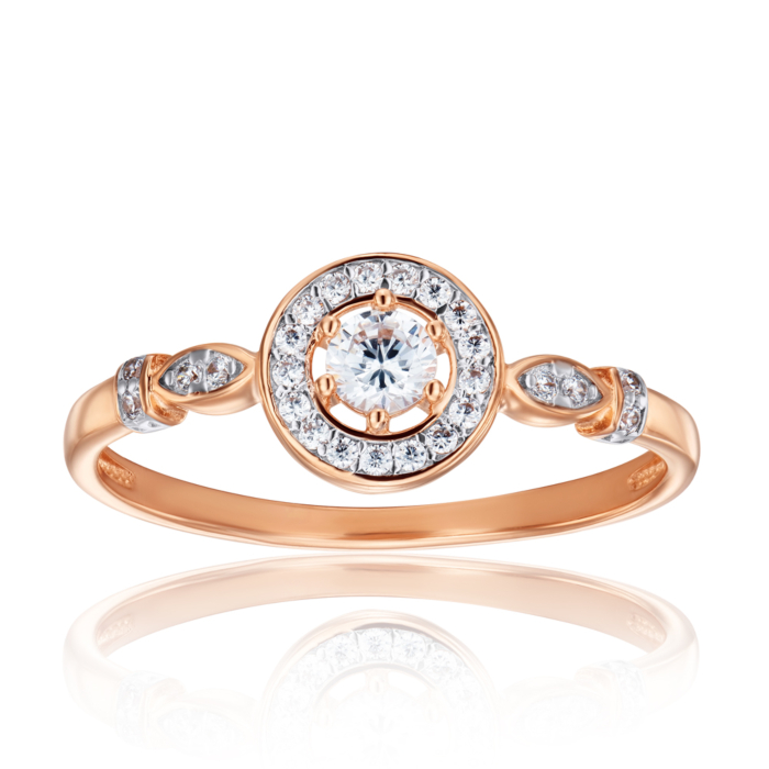 Золотое кольцо с фианитами. Артикул 18045/01/1/142