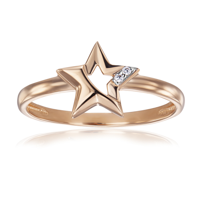 Золотое кольцо с фианитами. Артикул 18047/01/1/1