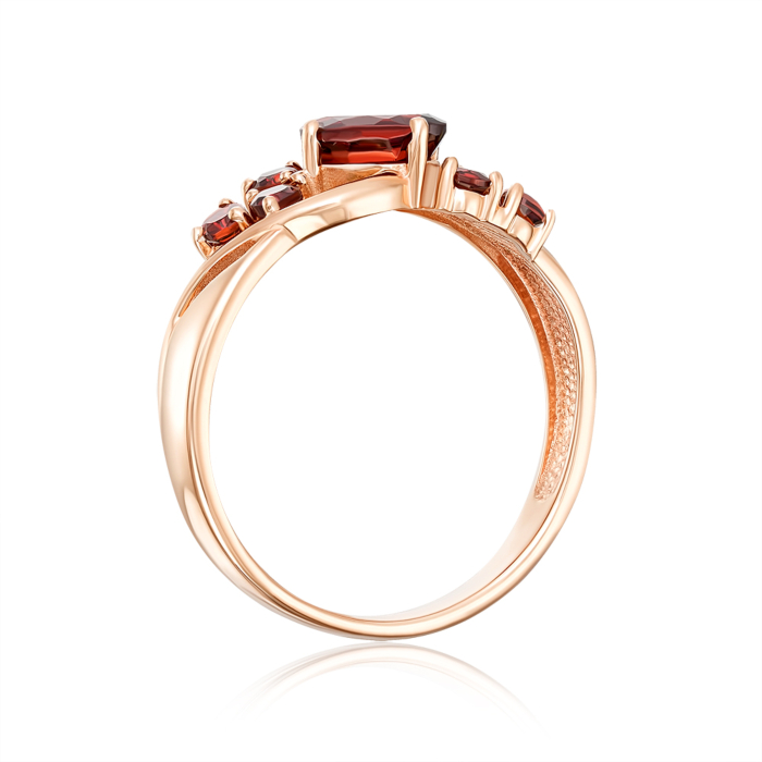 Золота каблучка з гранатом. Артикул 530424/01/0/6366