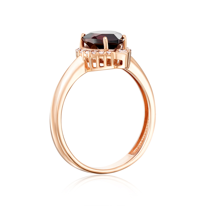 Золота каблучка з гранатом. Артикул 530428/01/0/7389