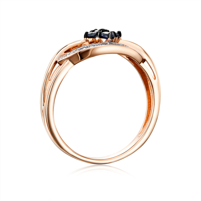 Золотое кольцо с сапфирами и бриллиантами. Артикул 53540-1/01/1/10380