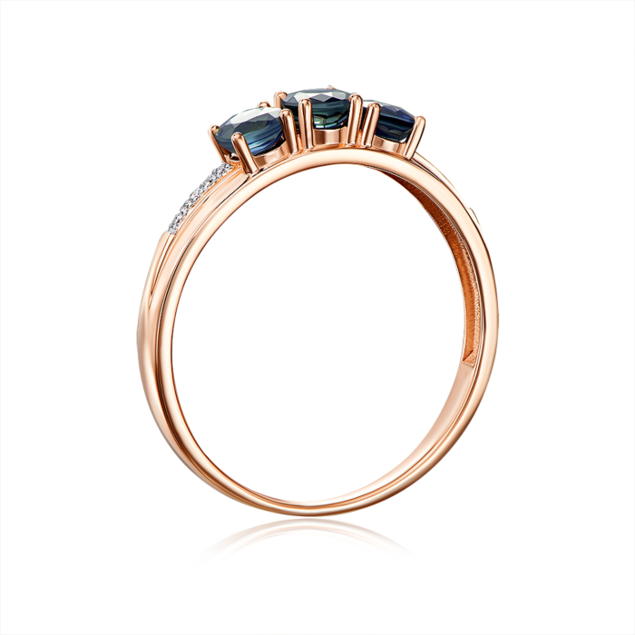 Золотое кольцо с сапфирами и бриллиантами. Артикул 53588/01/1/10369