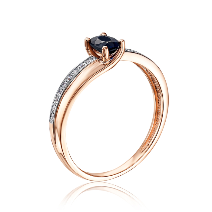 Золотое кольцо с сапфиром и бриллиантами. Артикул 53498/01/1/8051