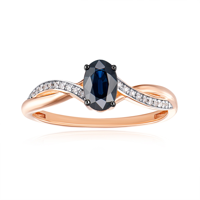 Золота каблучка з сапфіром і діамантами. Артикул 53581/01/1/10362