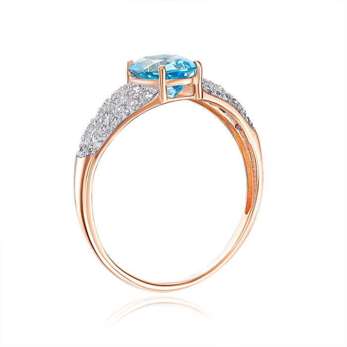 Золотое кольцо с топазом swiss и фианитами. Артикул 530388/01/1/5089