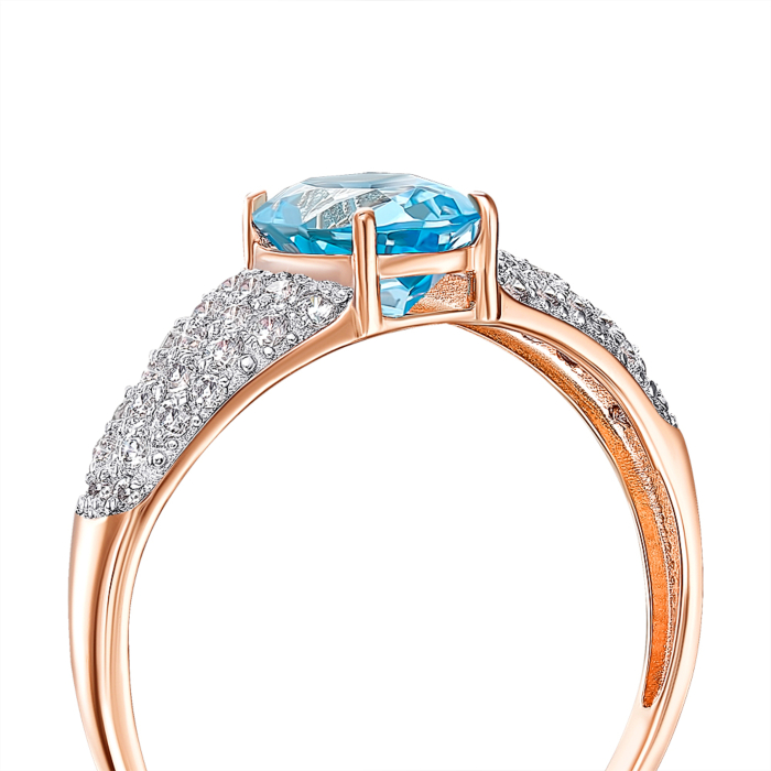 Золотое кольцо с топазом swiss и фианитами. Артикул 530388/01/1/5089
