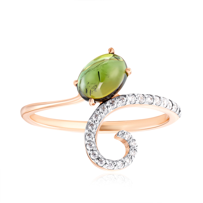 Золотое кольцо с турмалином. Артикул 530256/01/1/6466