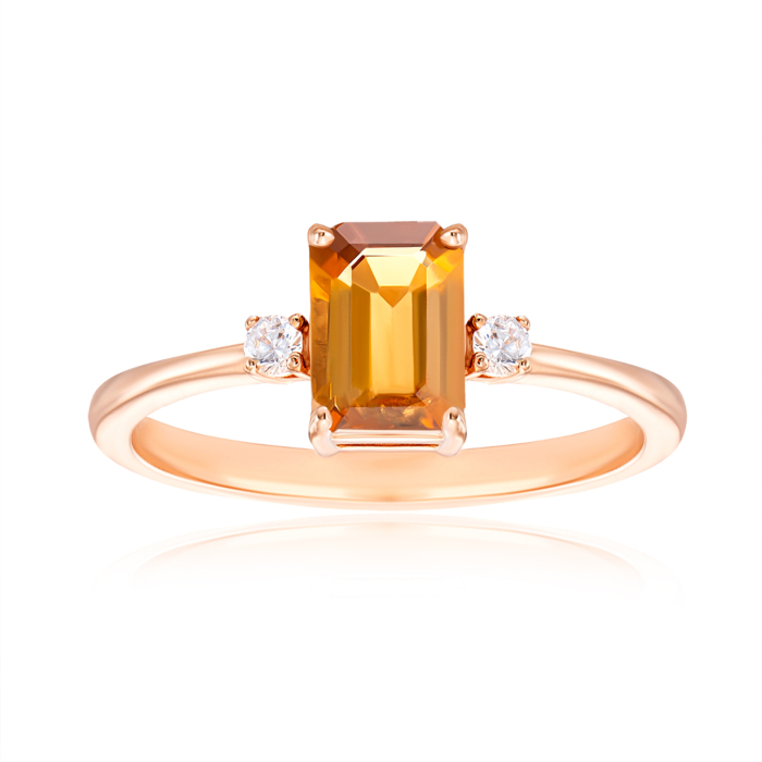 Золота каблучка з турмаліном і фіанітами. Артикул 530273/01/0/7492