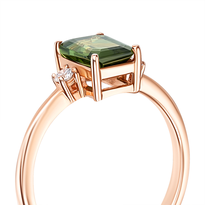 Золотое кольцо с турмалином и фианитами. Артикул 530273/01/0/6449