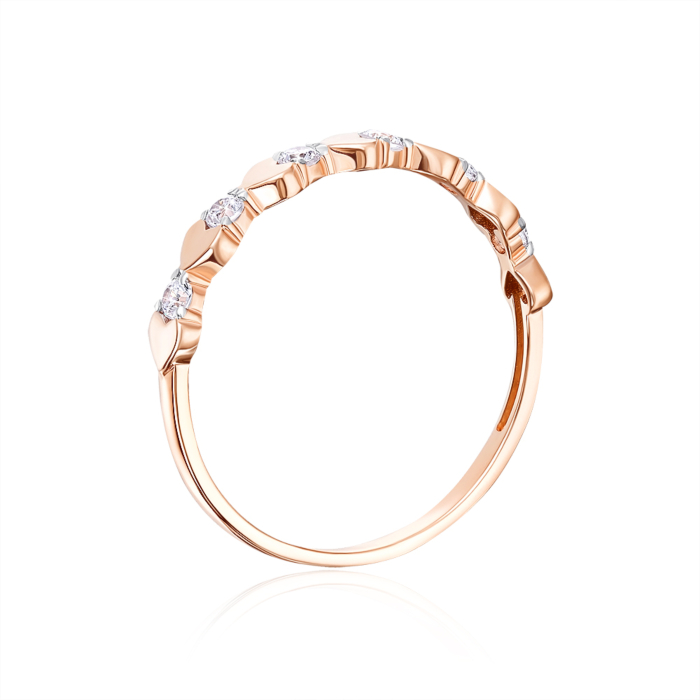 Золота каблучка «Серце» з фіанітами. Артикул 13668/01/1/17