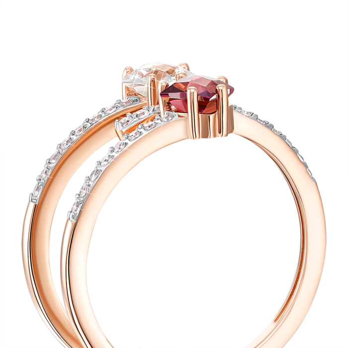 Золота каблучка «Серце» з фіанітами S. Артикул 13687/01/1/2992