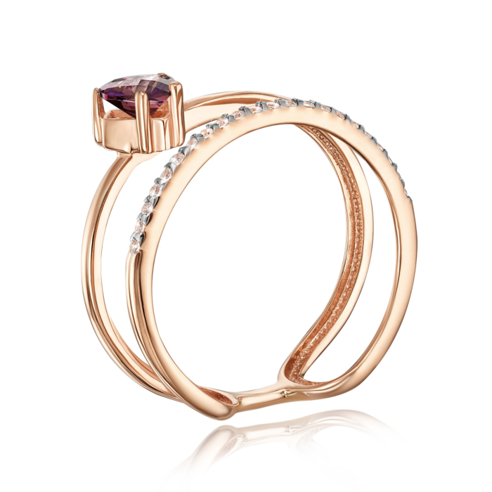 Золота каблучка «Серце» з фіанітами S. Артикул 13688/01/1/2988