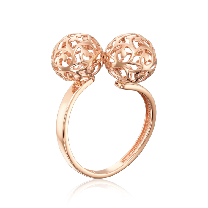 Золотое кольцо «Шар ажурный» без вставки. Артикул 13710/01/0