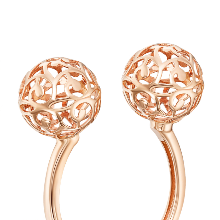 Золотое кольцо «Шар ажурный» без вставки. Артикул 13711/01/0