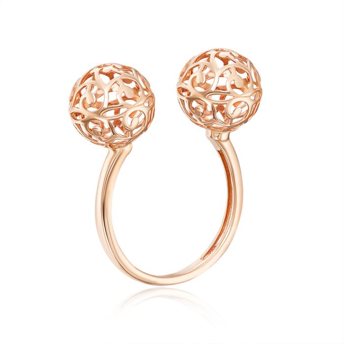 Золотое кольцо «Шар ажурный» без вставки. Артикул 13711/01/0