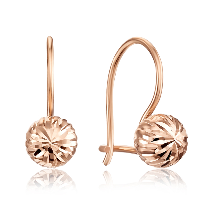 Золотое серьги с алмазной гранью. Артикул 02836/01/2