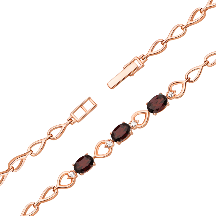 Золотий браслет з гранатом і фіанітами (7114/01/0/5188)