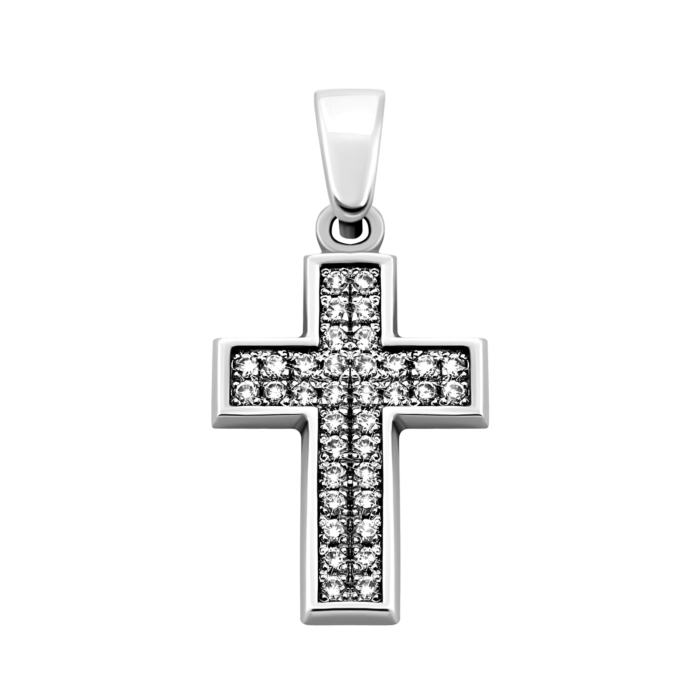 Золотой крестик c бриллиантами.Артикул UG551967/0.9б