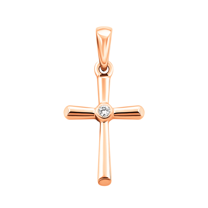Золотой крестик c бриллиантом.Артикул UG5560106/01/0/8045