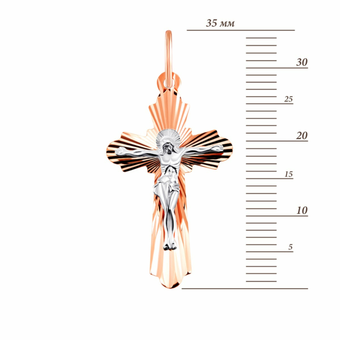 Золотий хрестик. Розп'яття Христове. Артикул UG511314-РР алм