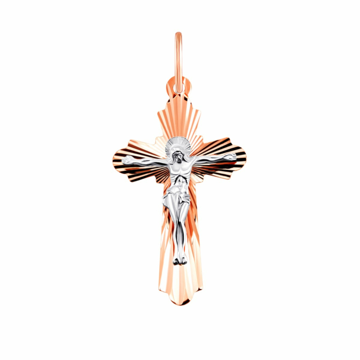 Золотий хрестик. Розп'яття Христове. Артикул UG511314-РР алм
