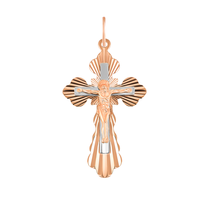 Золотий хрестик. Розп'яття Христове. Артикул UG5147-М алм