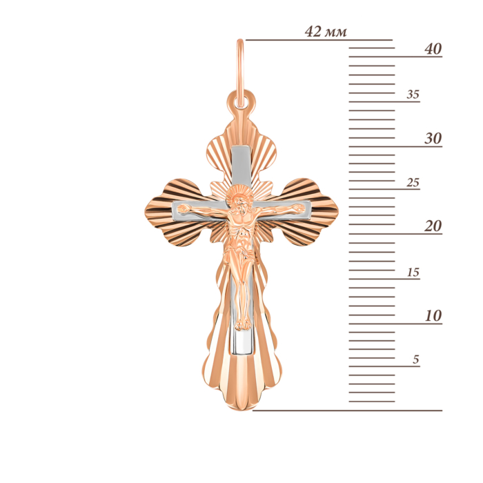 Золотой крестик. Распятие Христа. Артикул UG5147-М алм