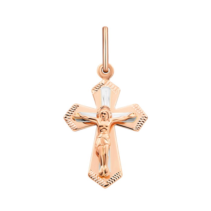 Золотий хрестик з алмазною гранню.Артикул UG5521021н