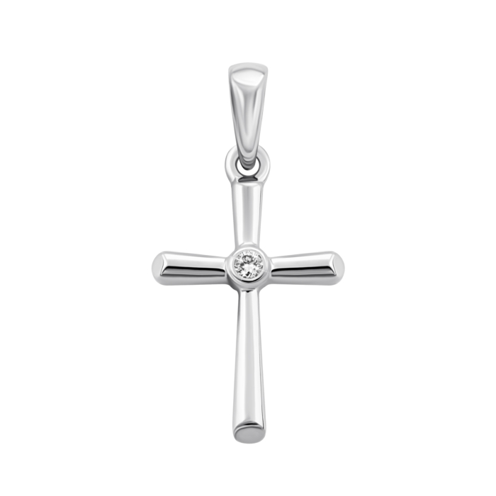Золотой крестик с бриллиантом.Артикул UG5560106/02/1/8045