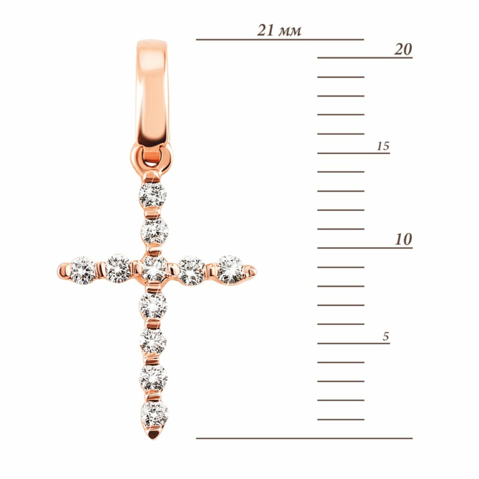 Золотий хрестик з діамантами. Артикул UG5Крz7150