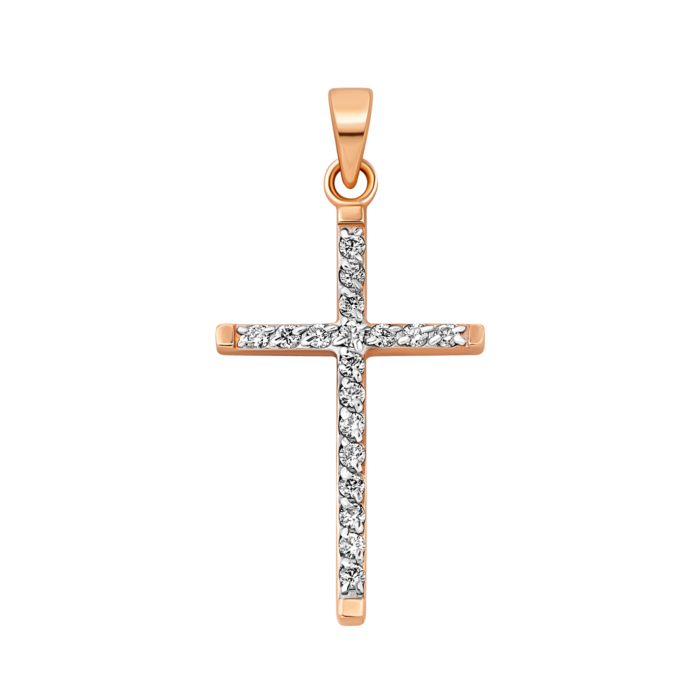 Золотой крестик с бриллиантами.Артикул UG53100786201