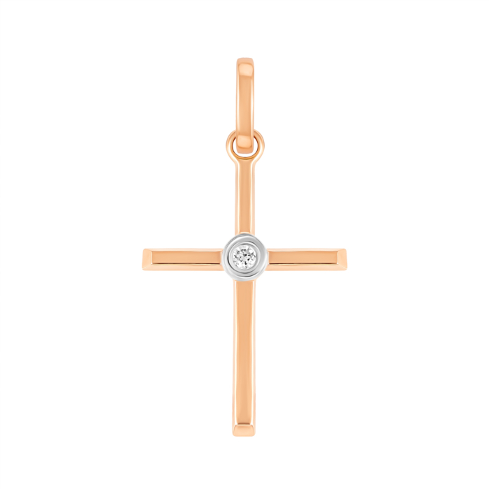 Золотой крестик с бриллиантом. Артикул UG5ПМ0004