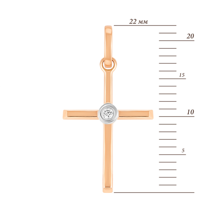 Золотой крестик с бриллиантом. Артикул UG5ПМ0004