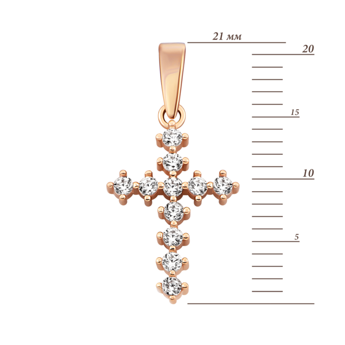 Золотий хрестик з фіанітами.Артикул UG53011010801