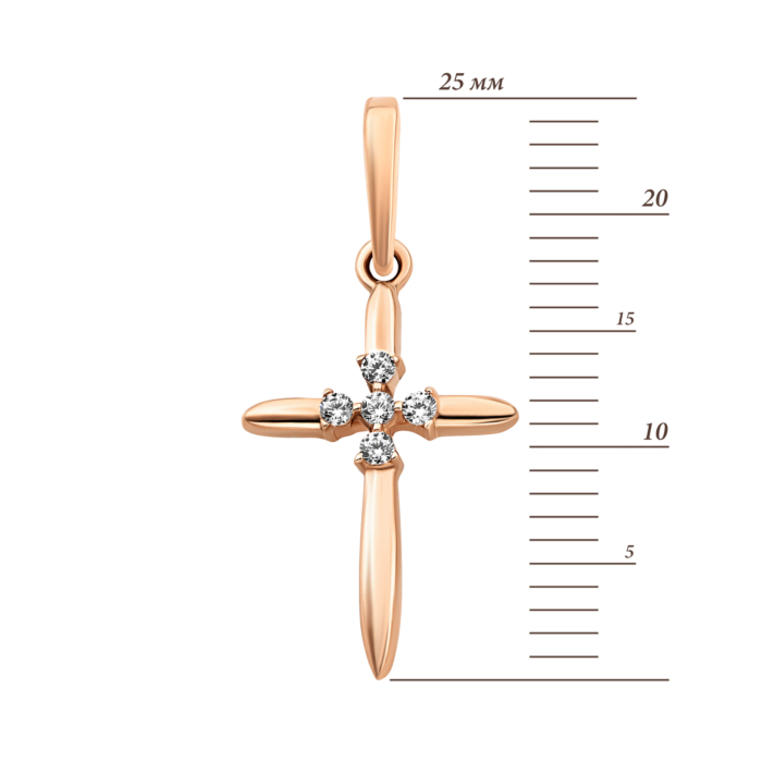 Золотий хрестик з фіанітами.Артикул UG5310084010101