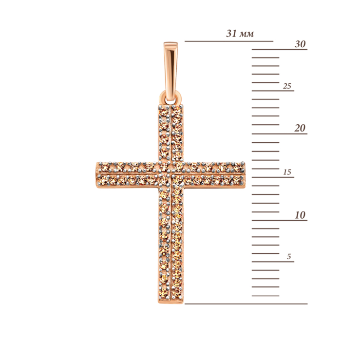 Золотой крестик с фианитами.Артикул UG5310103510101