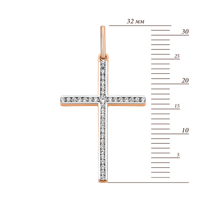 Золотий хрестик з фіанітами.Артикул UG5310150610101