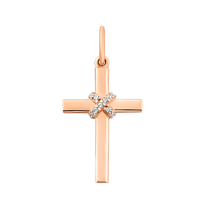 Золотой крестик с фианитами.Артикул UG5310912510101