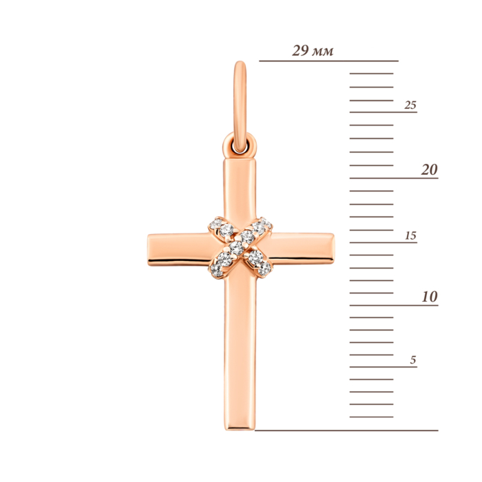 Золотий хрестик з фіанітами.Артикул UG5310912510101