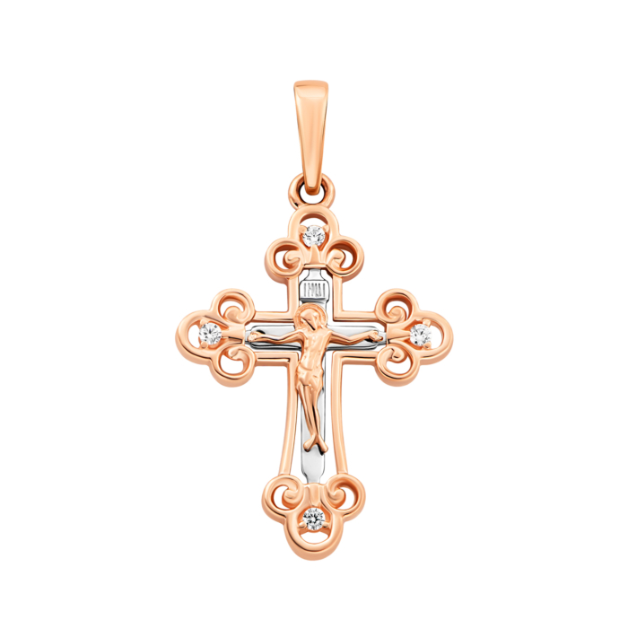 Золотий хрестик з фіанітами.Артикул UG5501673