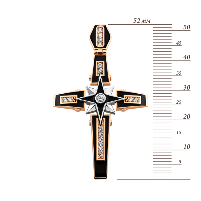 Золотий хрестик з фіанітами і емаллю.Артикул UG5Кр 001ч.эм