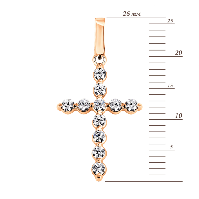 Золотий хрестик з фіанітами Royal Zirconia.Артикул UG5Кр4188 Royal