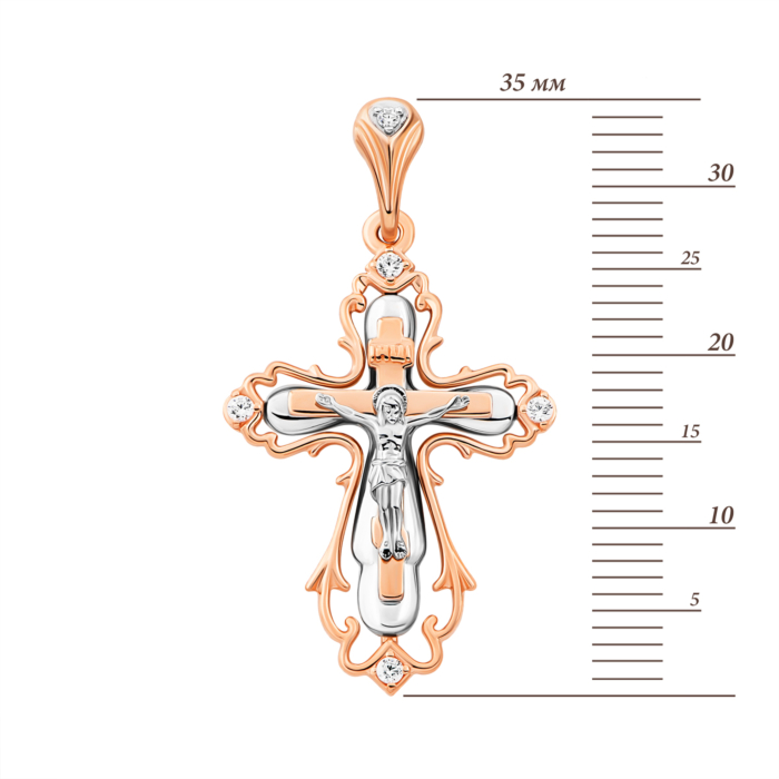 Золотий хрестик з фіанітами.Артикул UG5501097