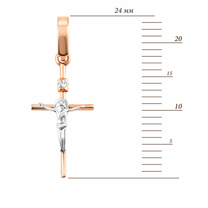 Золотий хрестик з діамантом. Артикул UG5Крz 7151