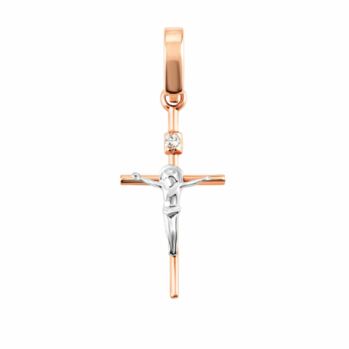 Золотий хрестик з діамантом. Артикул UG5Крz 7151