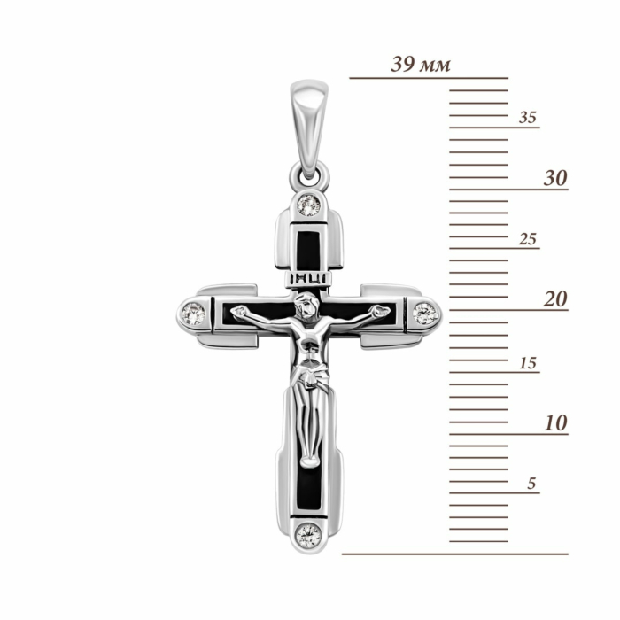 Золотий хрестик з емаллю і фіанітами.Артикул UG5КР242.1