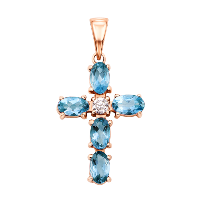 Золотой крестик с топазом и фианитом (50441/топ)