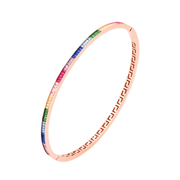 Золотий жорсткий браслет з фіанітами.Артикул UG55/12/050